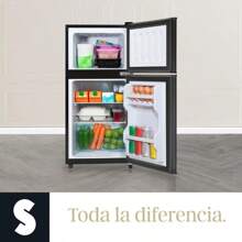 SIGNA Mini Refrigerador 86L 3 pies cubicos Frigobar Compacto Silver Refrigerador Pequeño Con congelador de Acero Inoxidable Ideal Para Espacios Pequeños Frigobar Mini Multifuncional (Gris)