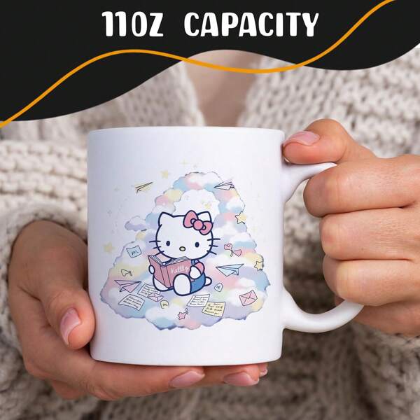 Sanrio Cute Cartoon Hello Kitty Ceramic Coffee Mug 11oz - Kawaii Drinkware For Girls, Students & Home Office Decor, Ideal Birthday Gift