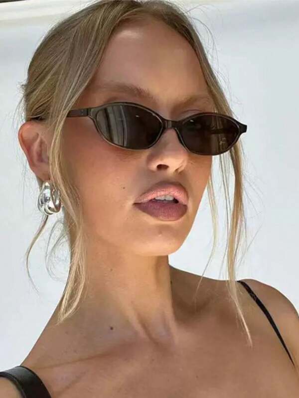 1 buc ochelari de soare ovali cu ramă mică, personalizați, versatili, vintage, pentru femei, ochelari de soare de vară, călătorii, vacanță, plajă, accesorii