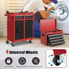 GOFLAME 5-Drawer Rolling Tool Chest High Capacity Tool Storage Cabinet With Lockable Wheel - Rojo - Ver 4