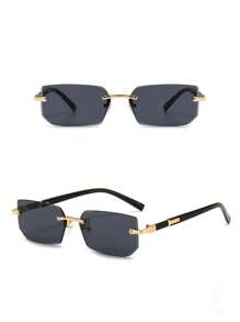 Colorful Square Fashion Glasses For Men, Narrow Frameless Fashion Glasses, Suitable For Summer Sun Protection, Beach Vacation, Outdoor Sports, Party, Self-Driving, Fishing, Cycling, Shopping And Taking Photos Accessories Back To School Fashionable Preppy School Look