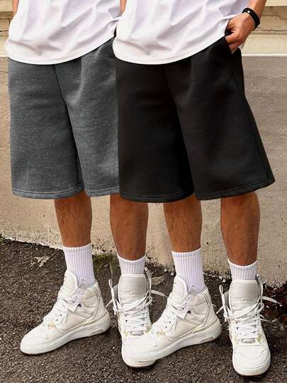 2 件男童/青少年户外/休闲纯色时尚简约纯色 5 英寸短裤