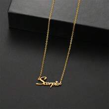 1 pieza Collar con colgante de los 12 signos del zodiaco en inglés, de acero inoxidable, accesorio de joyería con capas sencillo y personalizado para mujeres