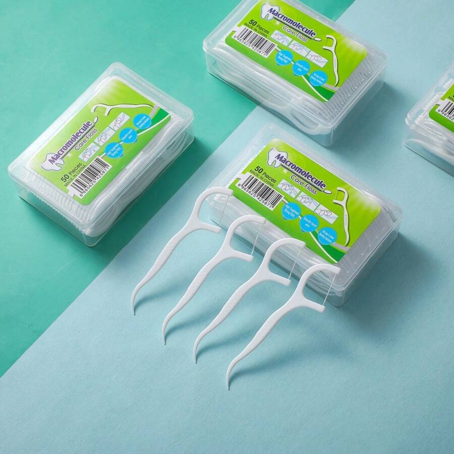 Disposable Dental Flosser, Floss Picks, High Voltage Plastic Box, Toothpicks - White - View 1