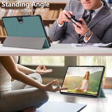 Funda de tableta compatible con Honor Pad X9 X8 X8A X8Pro 11.5 SE 11 11.5"S, Xiaoxin Pad Tab M9 M10 M11, Galaxy Tab S10 S9 S8 S7 FE Plus S6 Lite, iPad Pro 11 Air 11 13, Xiami Redmi Pad SE 6S Pro, con función de soporte plegable de tres pliegues, protección contra el sueño automático y protección de borde, funda protectora de piel - Verde - Ver 4