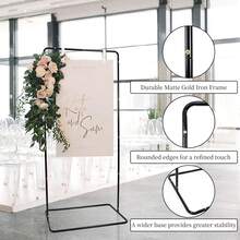 Vincidern 1Pcs Black Wedding Welcome Sign Stand, 68.9inch Adjustable Heavy Duty Easel Stand For Sign With 6Pcs Satin Ribbon And 4Pcs Leather Sign Hanging Straps, Welcome To Our Wedding Sign Holder, Metal Floor Standing Easels For Signs,Mother's Day Decorations - 黑色 - 查看 6