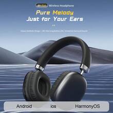 黑色无线耳机，带麦克风，强劲低音，记忆海绵耳罩，HiFi音质，轻巧可折叠，适合健身、看电视、旅行、居家办公等多种场合。 - 彩色 - 查看 12