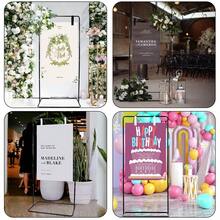 Vincidern 2Pcs Black Wedding Welcome Sign Stand,Adjustable 68.9inch Heavy Duty Easel Stand For Sign With 12 Pcs Satin Ribbon And 8Pcs Leather Sign Hanging Straps, Welcome To Our Wedding Sign Holder, Metal Floor Standing Easels For Signs - Đen - Xem 3