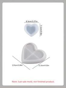 2PCS/Set - Heart-Shaped Tray Mold + Heart-Shaped Plate Mold, DIY Creative Simple Jewelry Storage Tray Candle Holder Plaster Mould, Home Decoration Ornaments Silicone Mold, Handicraft Production Epoxy Resin Casting Molds - White - View 13