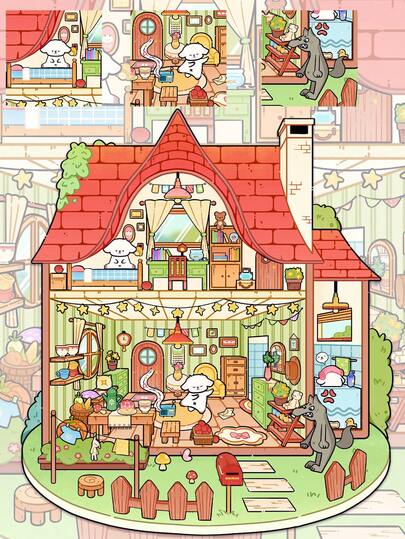 DIY Cartoon The Three Little Sheep Wolf Cute Fairy Tale Stickers 3D Style Funny Miniature Scene Craft Parent-Child Interactive Toys For Teens Make Your Own Mini Scenes Christmas Birthday Party Game Gift Sticker Adult Relief Stress Pass The Time Have Fun