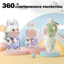 1pc Labubuu The Monsters Protective Acrylic Hard Case With Keychain, Clear Display Box For Labulabu Collectibles, Figurine Accessories (Figurine Not Included), Home Decor, Gifts For Women