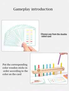 儿童蒙特梭利教具鳄鱼鱼骨配对颜色认知精细动作训练木制早教益智玩具 - 彩色 - 查看 10