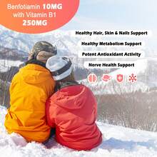 Vitamin B1 Thiamine 250mg With Benfotiamine 10mg Supplement -Thiamine B1 Supplement For Healthy Nervous System & Energy Metabolism, Gluten-Free - 120 Capsules - không có hương vị - Xem 3