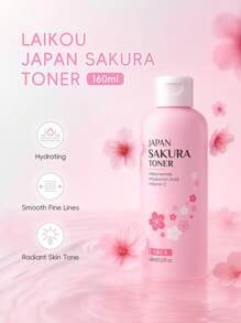 LAIKOU 1Pc Hydrating & Brighten LAIKOU Sakura Facial Toner, 160ml Pore Shrinking Hydrating Toner Deep Nourishing Skin Toner For Women, Mom, Wife, Sister, Teen, Girl Friend Skin Care Gifts For Girl Friend SPA Self Care