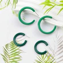 1 套极简主义奢华耳环，抛光泪珠形、水滴形、C 形、圆形亚克力树脂环状耳环，厚实多彩宽薄耳环套装
