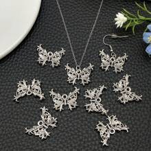 10/20/30 piezas Colgante de mariposa hueco de aleación de plata antigua, lindo colgante de insecto animal para hacer pulseras, collares, aretes, manualidades y accesorios de joyería, 25x19mm