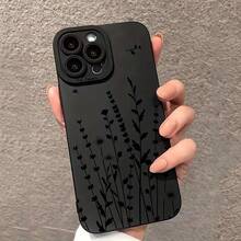 Black Flower Branches High-End Aesthetic TPU Mobile Phone Case, Suitable For Apple  14 13 12 11 XS XR X 8 7 Mini Plus Pro Max SE Series Mobile Phone Cases, Halloween Gift, Easter Gift, Birthday, Girlfriend, Boyfriend, Friend Or Yourself - 黑色 - 查看 1