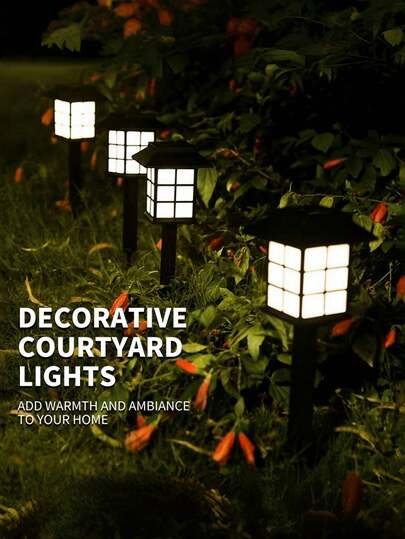 2/4/6/12/24 Pieces, Outdoor Solar LED Lights, Lawn Lights, Small House Lights, Mini Solar Lights, Small Palace Lights, Courtyard Atmosphere Garden Outdoor Decoration, Waterproof, Suitable For Camping, Garden, Home Decoration, Christmas, Thanksgiving, Halloween Decoration And Perfect Gift Giving