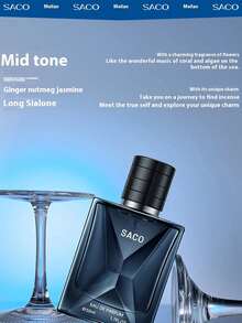 1pc Blue Intense Men's Cologne - Long-Lasting Aquatic Fragrance With Lemon, Mint And Jasmine, Alcohol-Free And Talc-Free, Suitable For Dates, Everyday Wear And Gifting, 1.69 Fl Oz Per Bottle