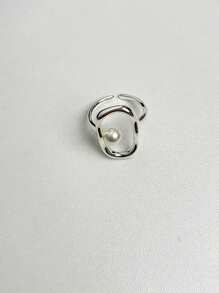 2pcs Pearl Rings Set For Women Couples New Elegant Creative Hollow Geometry Handmade Birthday Party Rings Jewelry Gifts