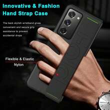 Hadaasi 字母元素折叠手机壳 1 件装 多色可折叠弹性腕带支架,尼龙可收缩腕带,硬壳硅胶软边一体式翻盖臂带,哑光亲肤保护壳,兼容三星 Galaxy Z Fold7/Z Fold6-Slim/W25/Z Fold 6/Z Fold 5/Z Fold 4/Z Fold 3/Z Fold 2,防水防震防摔防刮,春季生日礼物 - 彩色 - 查看 5
