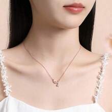 1 Piece Of Fashionable S925 Sterling Silver Star Moon Necklace For Women Niche Light Luxury Moon Clavicle Chain Versatile Star Zirconia Foot Silver Jewelry