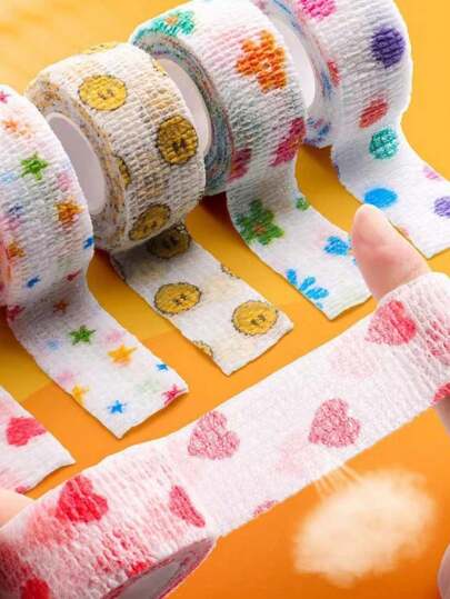 30pcs/25pcs/20pcs/15pcs/10pcs/5pcs/3pcs/2pcs/1pc Multiple Specifications, Random Colors, Self-Adhesive Sports Bandages, Finger And Wrist Protection Straps, Multi-Functional Cartoon Pattern Elastic Bandages, Short And Long Styles, Protect Fingers From Wear And Tear, Suitable For Stretching, Exercise, Wrist, Ankle, Surprise Gift List For Family And Friends