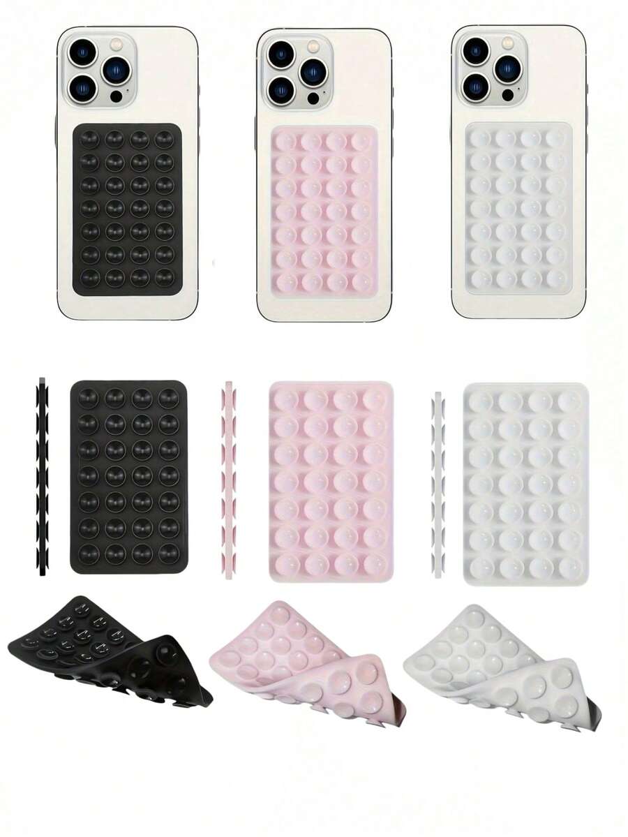 3个硅胶手机防滑吸盘，28个硅胶吸盘自粘吸盘垫，手机防滑贴，移动电源吸盘，兼容、安卓手机，生日礼物，送给家人、朋友的手机支架，手机托架，手机配件