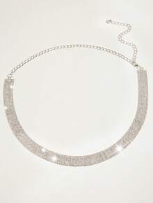 1pc Women's Rhinestone Decor Heavyweight Waist Chain - Silver - View 3