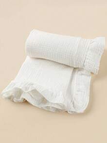 1pc Baby & Toddler Soft Breathable Cotton Muslin Ruffle Blanket, Newborn Swaddle Wrap, Stroller Cover, Towel, Baby Room Tablecloth