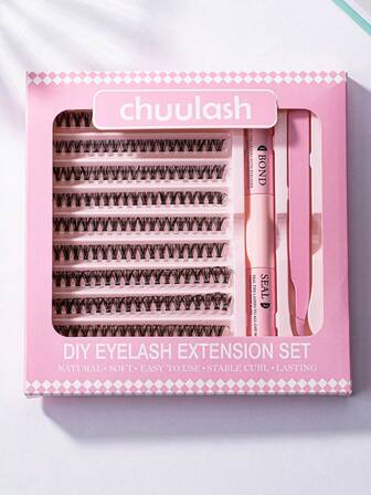 30/40/50D/60/80/100D/W02/J04/BX-23/YM/S07/YW/YUWEI 8-16mm D Curl Lash Extension Kit With Lash Bond And Seal Glue Clusters Eyelashes Makeup Tools DIY Lashes Extension Kit For Gluing Lashes