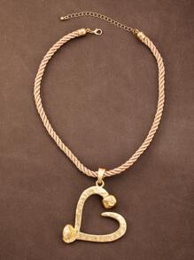 1 Piece Matte Gold/Silver Color Asymmetrical Hollow Square Shape Pendant Chunky Rope Necklace Suitable For Women's Daily Wear 18"+2" Extend Chain
