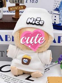 Mini Fashion Clothes For Labubu,Compatible With Labubu For 17cm,Warm Hat & Graphic Sweater Set,Cute Dress Up Accessories