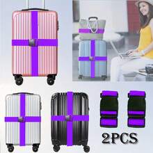 2pcs/1pc Adjustable Anti-Theft Luggage Strap With Quick Release Buckle, Bright Travel Packaging Strap For Suitcases, Upright Boxes, Double-Layered Bags, Durable Polyester, Easy To Clean, Hand Wash/Machine Wash, Stylish Streetwear Design Bag For School School Accessories School Stuff