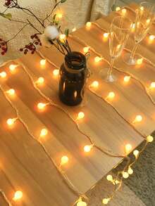 1pc 1.5m~6m White Spherical String Lights, Battery Powered, Indoor Decoration LED Fairy Lights, Suitable For Bedroom Decor, Room Wall Decor, Wedding Party Decor, Outdoor Garden Tree Decor Ball String Lights, Camping Tent Decor String Lights - White - View 4