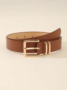 3pcs Fashionable Square Buckle Women's Belt, Minimalist & Versatile For Pants, Dresses, Casual & Elegant, Suitable For Waist Size 29.5~33.5in