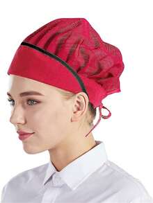 1 件纯色厨师帽，可重复使用发网，可调节弹性厨师工作帽，男女皆宜，适用于餐饮服务和厨房