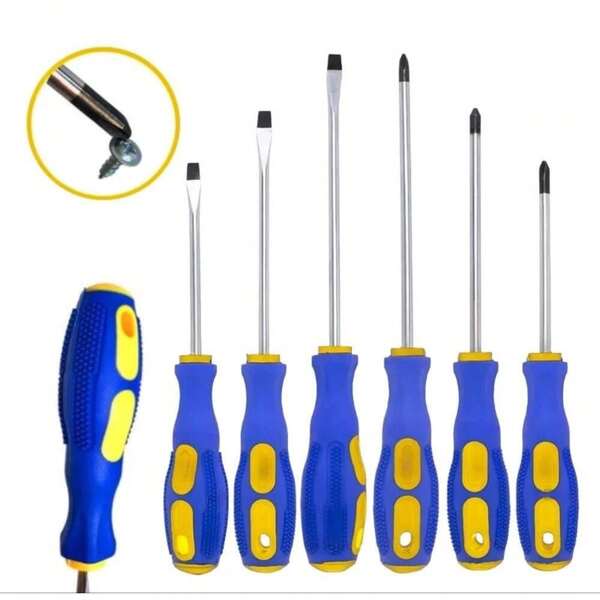 Kit Jogo Chaves de Fenda Profissional – Aço Reforçado/ Pontas Imantadas/ Cabo Ergonômico Antiderrapante Para Manutenção e Reparos Domésticos