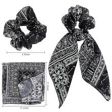 Scrunchie Hair Accessories - Chiffon Hair Scarf Bandana, Scrunchies, Ribbons, Ponytail Holders, And Bow Scrunchies For Women (6PCS) - MO10A - 查看 2
