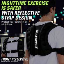 Chaleco con peso para mujeres y hombres BeatBoost de 10lb, 15lb, 20lb, 25lb, 30lb, 35lb, 40lb con arena de hierro para entrenamiento de fuerza, correr, caminar, ejercicio - Conjunto negro - Ver 6