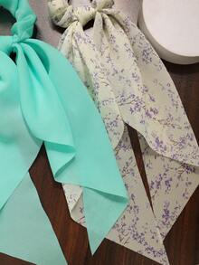 2 Stück/Set einfarbiger und floraler Chiffon Schal & Haaraccessoire, Boho-Stil für Party, Lässig, Polyester Alljahreschrunches Haargummis Scrunchies Haargummis