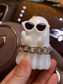 1/6 件鬼雕像，恐怖鬼魂装饰，有趣的万圣节装饰，万圣节鬼魂小雕像，有趣的鬼魂雕像，可爱的鬼魂雕像，万圣节装饰，适合作为礼物道具，桌面家居装饰 - 彩色 - 查看 4