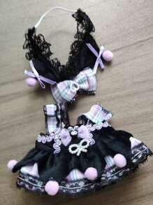 1set Of 2pcs Cosplay Kuromi 15cm, 16cm, 17cm Doll Clothing Accessory Set, Suitable For 6.63-Inch To 6.67-Inch Dolls, Clothes Only (No Doll Included), Birthday Gift, Festival, Easter, Holiday Gift (Style And Ribbon Color Random)