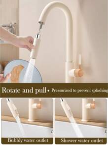 1 pièce Robinet rétractable en laiton de qualité supérieure, en matériau intégralement en cuivre, avec jet pivotant à 360°, extensible jusqu'à 60 cm de long, avec mode de débit d'eau réglable. Robinet d'évier de cuisine, robinet d'évier de salle de bain.