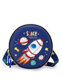 1 pieza Bolso bandolera pequeño y redondo con estampado 3D lindo y de dibujos animados de niños y niñas con estilo, de estilo coreano versátil, correa de hombro casual y cómoda, variedad de patrones de impresión a elegir, satisface las necesidades básicas de almacenamiento, adecuado para uso diario y juego, una excelente opción de regalo