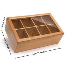Boîte de rangement et organisateur de thé en bambou avec couvercle magnétique - fenêtre en acrylique transparent pour une vue facile - Récipient à thé en bois durable avec 8 compartiments réglables - Boîte de rangement multifonctionnelle au fini bois empilable pour sachets de thé
