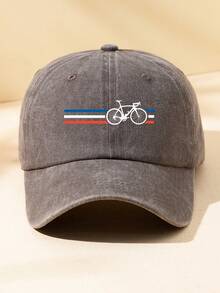 1pc Unisex Outdoor Casual Fashionable Adjustable Size Bicycle Graphic Print Vintage Street Wear Distressed Soft Baseball Cap/Sun Hat, Suitable For Daily Use - A - View 17