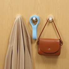 1pc/3pcs Wooden Clothes Hook, Single Peg Wall Mount Hanger Rack For Bathroom Cabinet, No Drilling Required - Multicolor - View 10