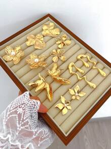 3 Paar Blumen, Perle Tränenform, unregelmäßige geometrische strukturierte Herz-Form Metall Statement Creolen, modisch, süß, elegant, vintage Design, geeignet für Feiertags-Partys, Dates, täglichen Gebrauch (ohne Schmuckkasten)