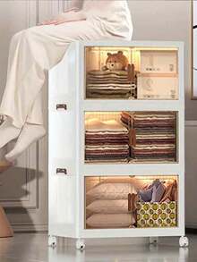 1/2/3/4/5layers Covered Plastic Storage Boxes, Closet Storage Boxes And Cabinets, Stackable Storage Drawers With Wheels, Foldable Clothing Storage Cube Racks, Home, Office And Dormitory Storage And Storage - trắng - Xem 5